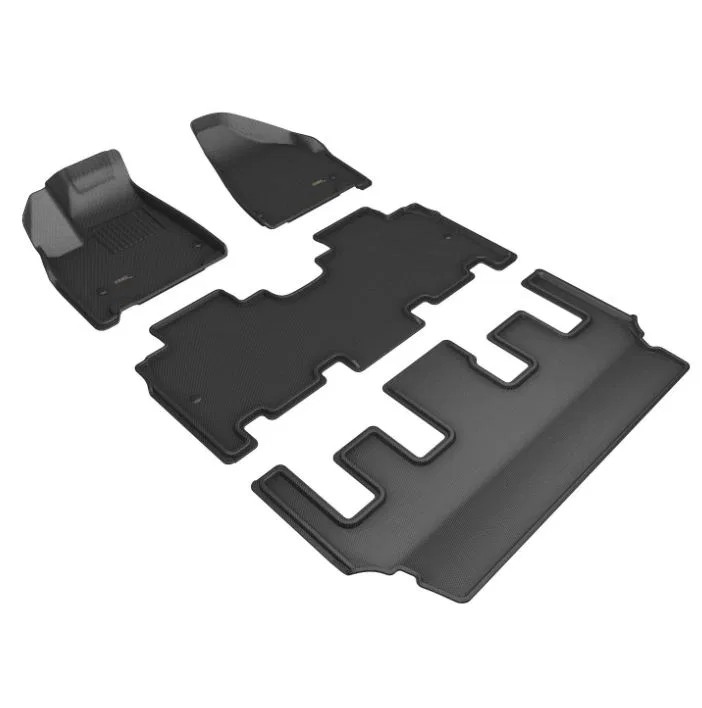 L1CY00801509 – 3D MATS/U-AC Floor Liner, Black Custom Fit Raised Ridge Thermoplastic Rubber Of Carbon Fiber Texture 4...